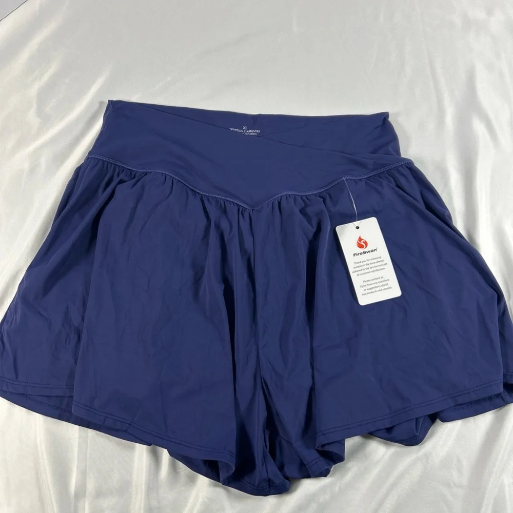 FireSwan‎ Women's Athletic Shorts, Navy Blue, Size XL